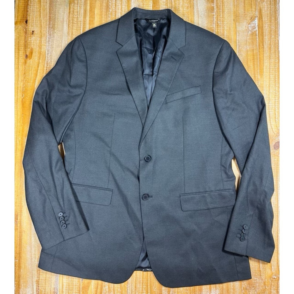 Banana Republic Mens Blazer Jacket Sz 44L Gray Charcoal Slim Fit Sport Coat B8